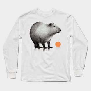 Capybara with an Orange Long Sleeve T-Shirt